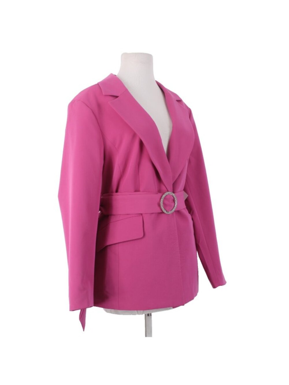 Eloquil Jacket Sz 14 Pink Rhinestones Belted Collared Pockets Poly Rayon - Picture 5 of 13